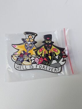 Enamel Pin - 'Hell Is Forever?' Hazbin Hotel Sir Pentious